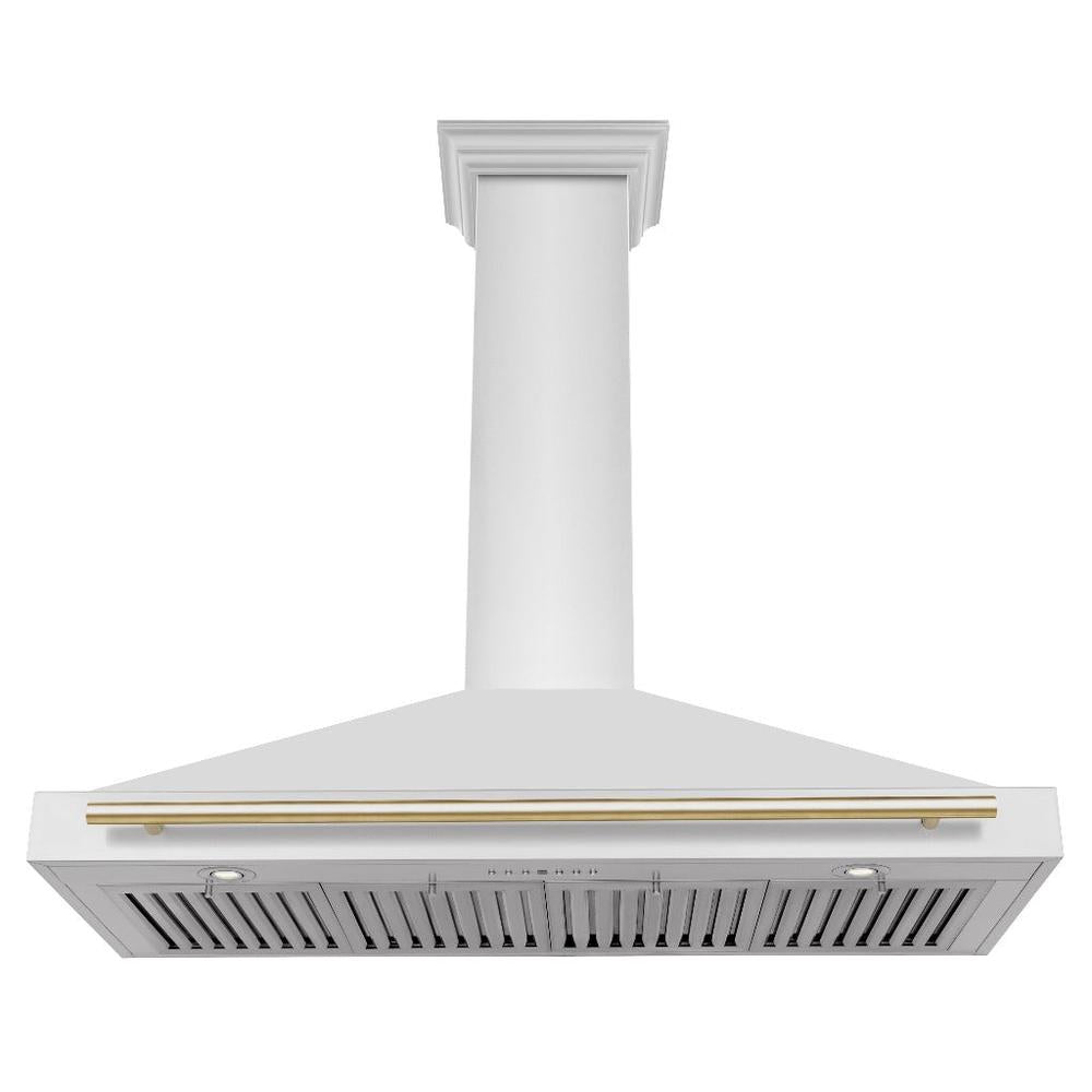 ZLINE Autograph Edition 48 in. Stainless Steel Range Hood with Stainless Steel Shell and Accents (KB4STZ-48) front, under.