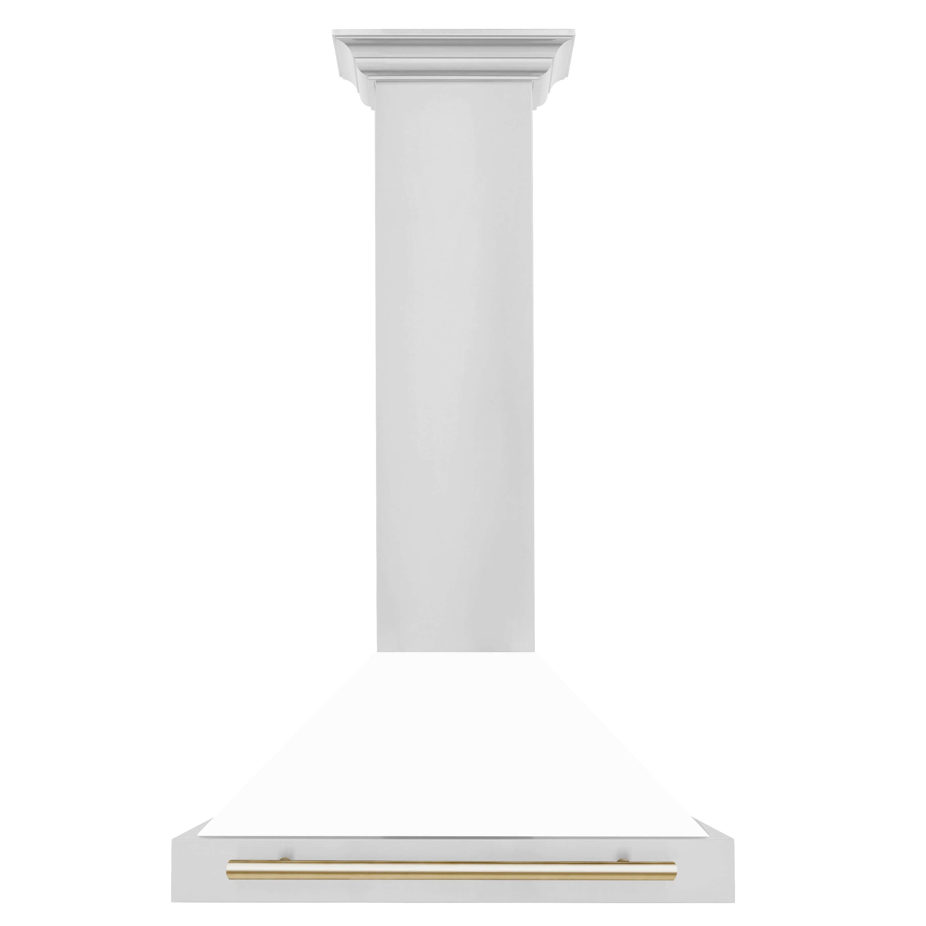 ZLINE 30 in. Autograph Edition Stainless Steel Range Hood with White Matte Shell with Gold Accents (KB4STZ-WM30) Front View