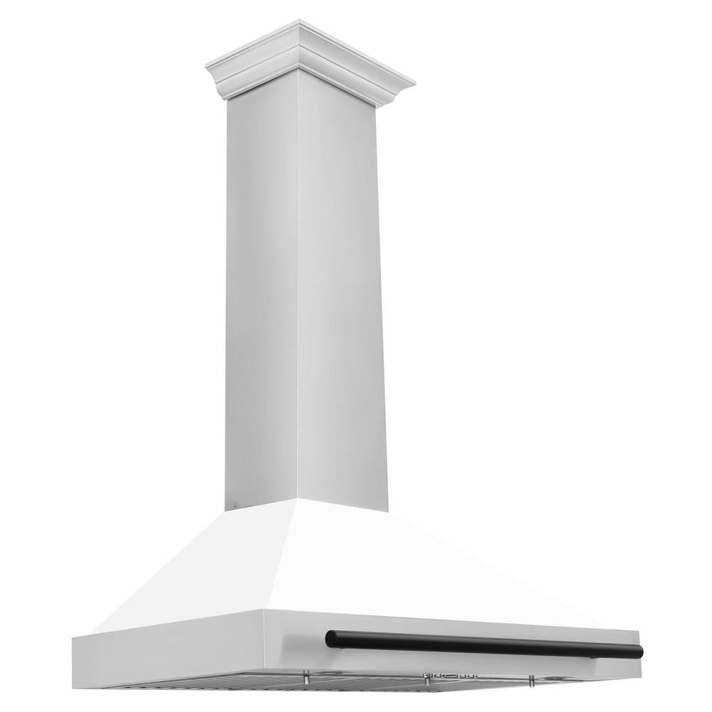 ZLINE Autograph Edition 36 in. Stainless Steel Range Hood with White Matte Shell and Accents (KB4STZ-WM36) Stainless Steel with Matte Black Accents