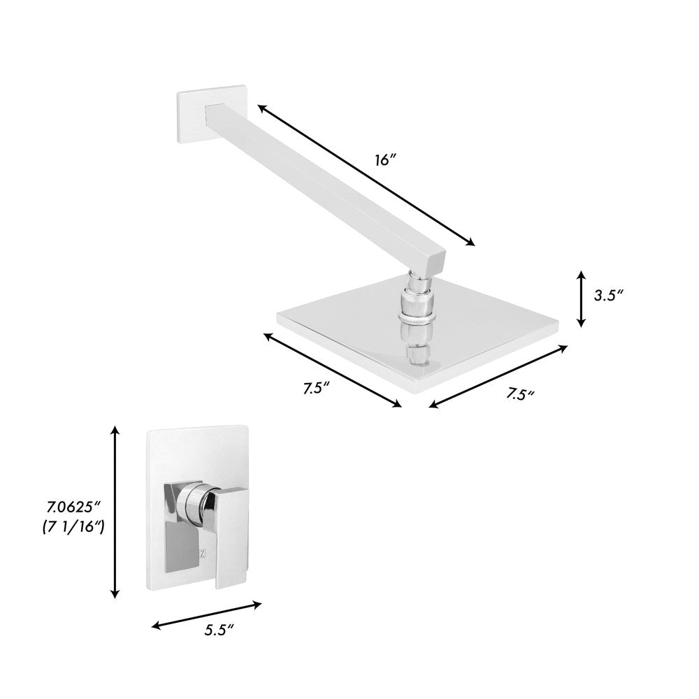 ZLINE Bliss Shower Faucet (BLS-SHF) dimensional diagram with measurements.