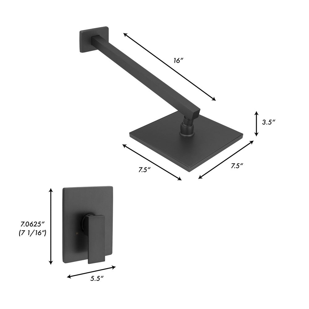 ZLINE Bliss Shower Faucet (BLS-SHF) dimensional diagram with measurements.