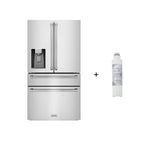 ZLINE 36 in. 21.6 cu. ft Freestanding French Door Fingerprint Resistant Refrigerator with Water and Ice Dispenser and Filter (RFM-W-WF-36) 