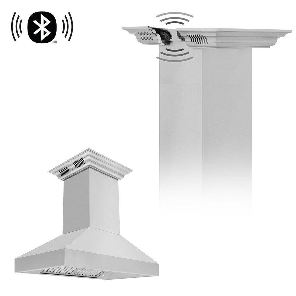 ZLINE Professional Island Mount Range Hood in Stainless Steel with Built-in ZLINE CrownSound Bluetooth Speakers (597iCRN-BT)
