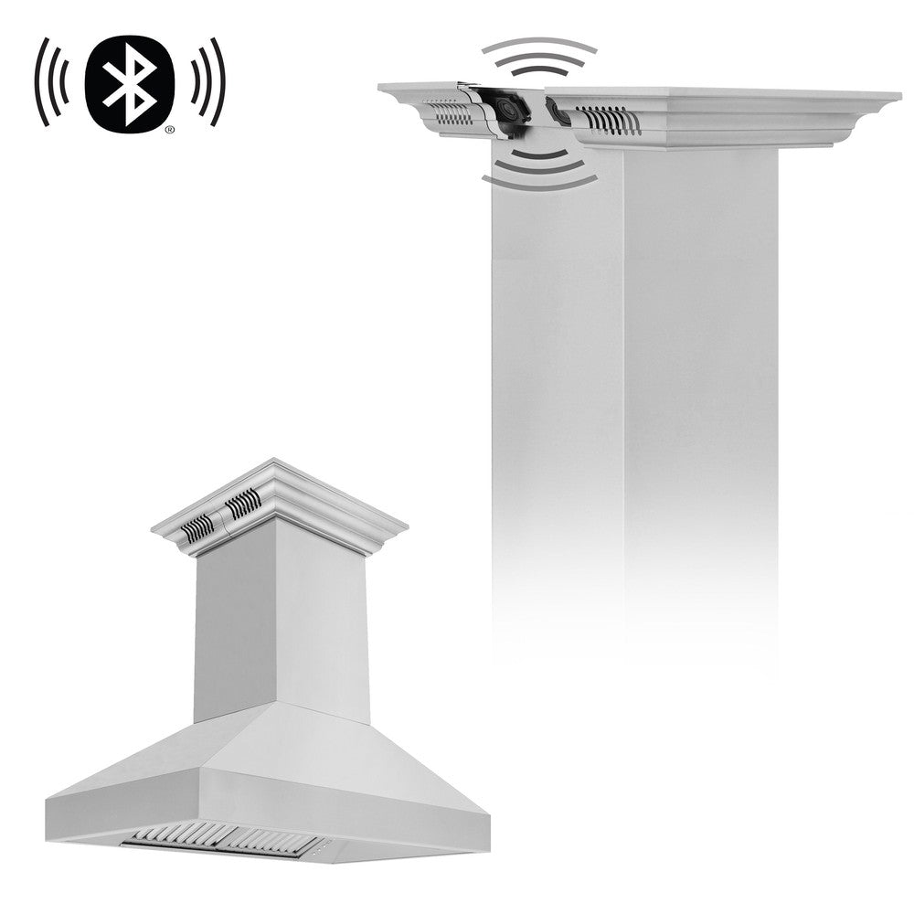 ZLINE Professional Island Mount Range Hood in Stainless Steel with Built-in ZLINE CrownSound Bluetooth Speakers (597iCRN-BT) main image.