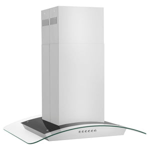 ZLINE Alpine Series Convertible Island Mount Range Hood in Stainless Steel and Glass (ALP70IS) main image.