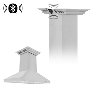 ZLINE Island Mount Range Hood in Stainless Steel with Built-in ZLINE CrownSound Bluetooth Speakers (KL3iCRN-BT) main image.
