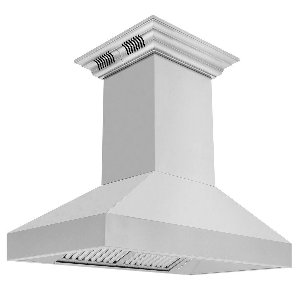 ZLINE Professional Island Mount Range Hood in Stainless Steel with Built-in ZLINE CrownSound Bluetooth Speakers (597iCRN-BT) 