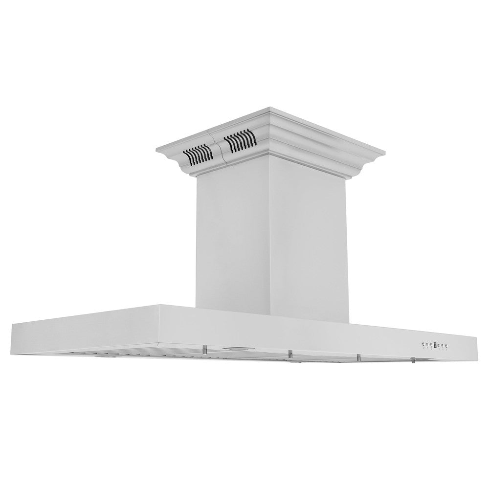 ZLINE Island Mount Range Hood in Stainless Steel with Built-in ZLINE CrownSound Bluetooth Speakers (KE2iCRN-BT) 