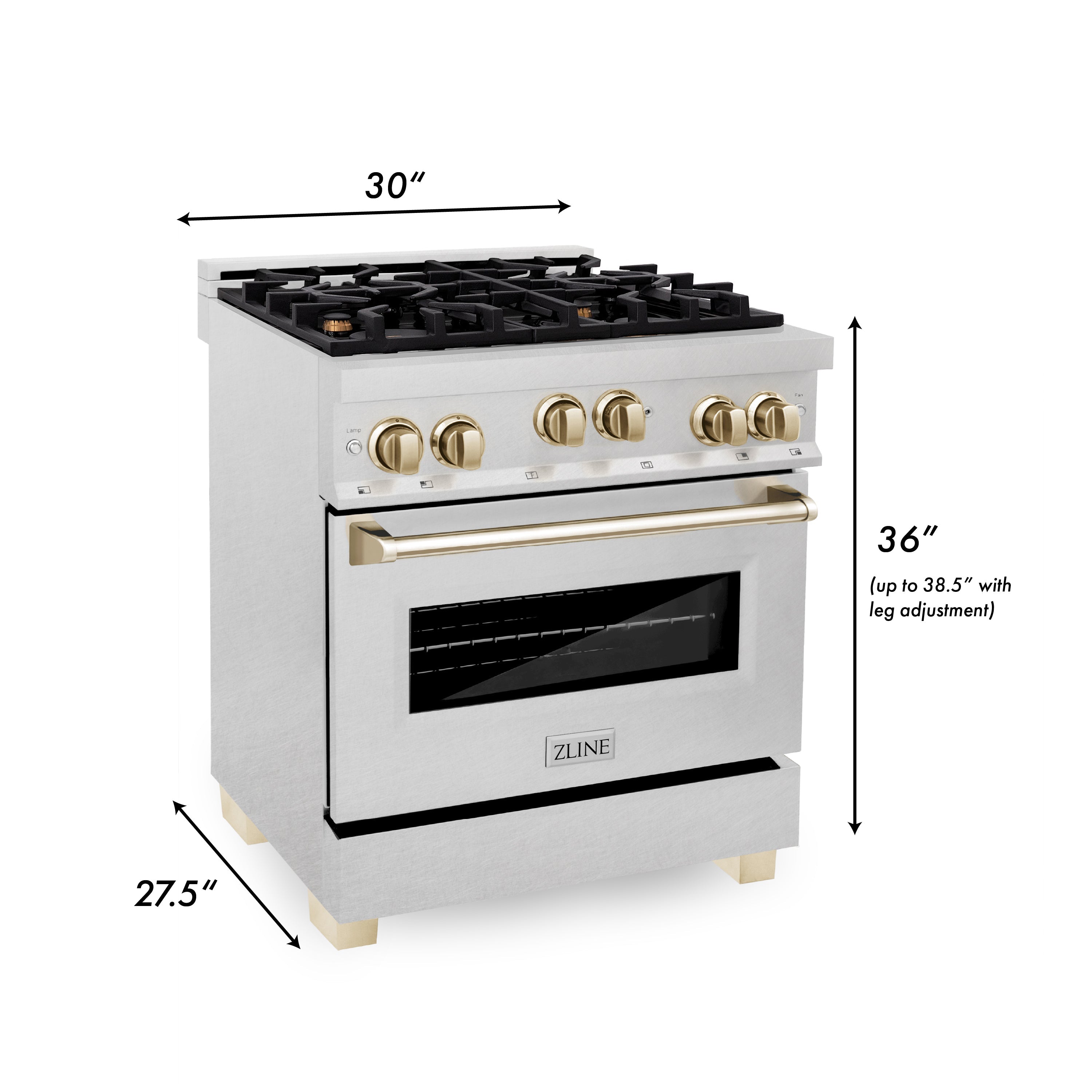 ZLINE Autograph Edition 30 in. 4.0 cu. ft. Range with Gas Stove and Gas Oven in DuraSnow Stainless Steel (RGSZ-SN-30)