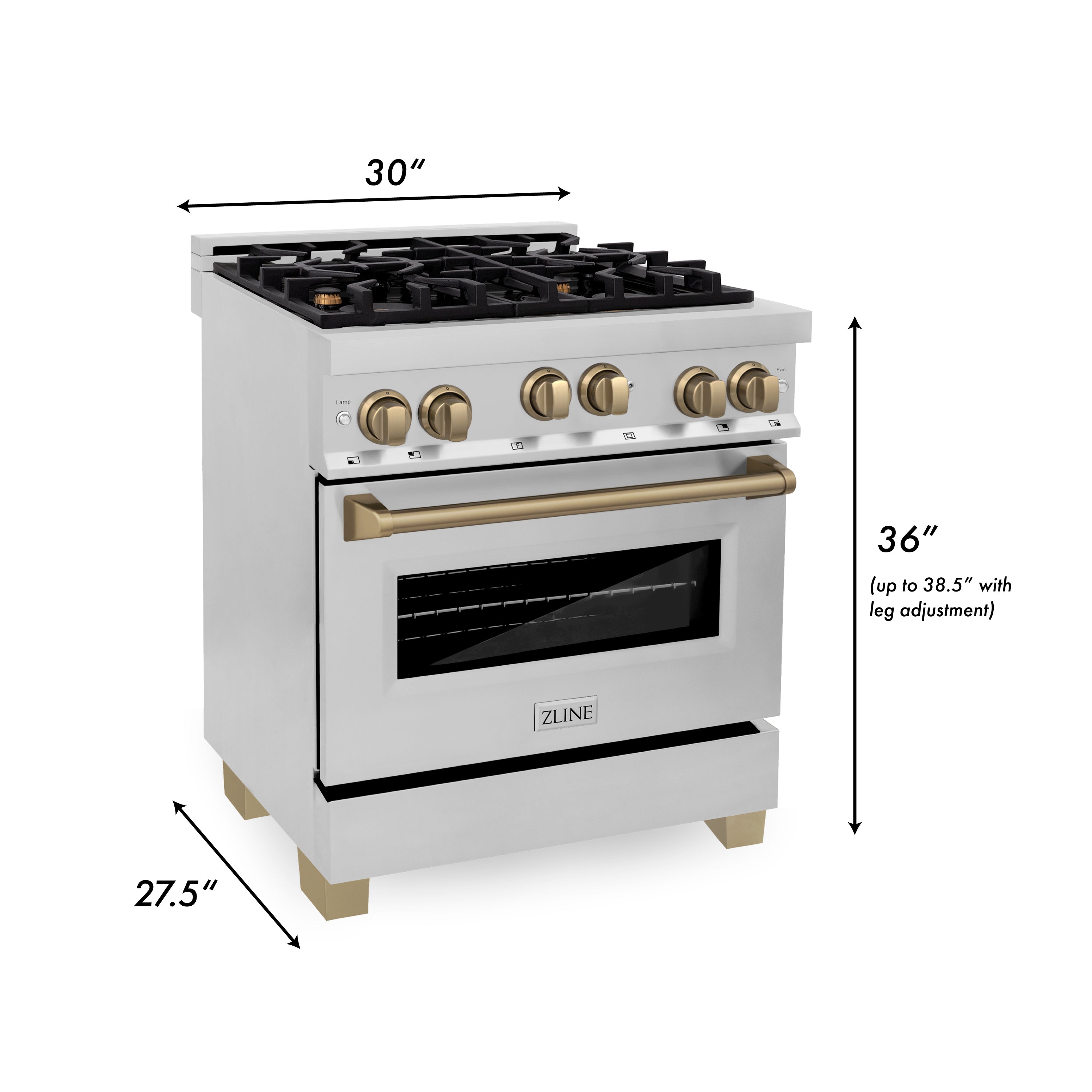 ZLINE Autograph Edition 30 in. 4.0 cu. ft. Range with Gas Stove and Gas Oven in Stainless Steel with Accents (RGZ-30)