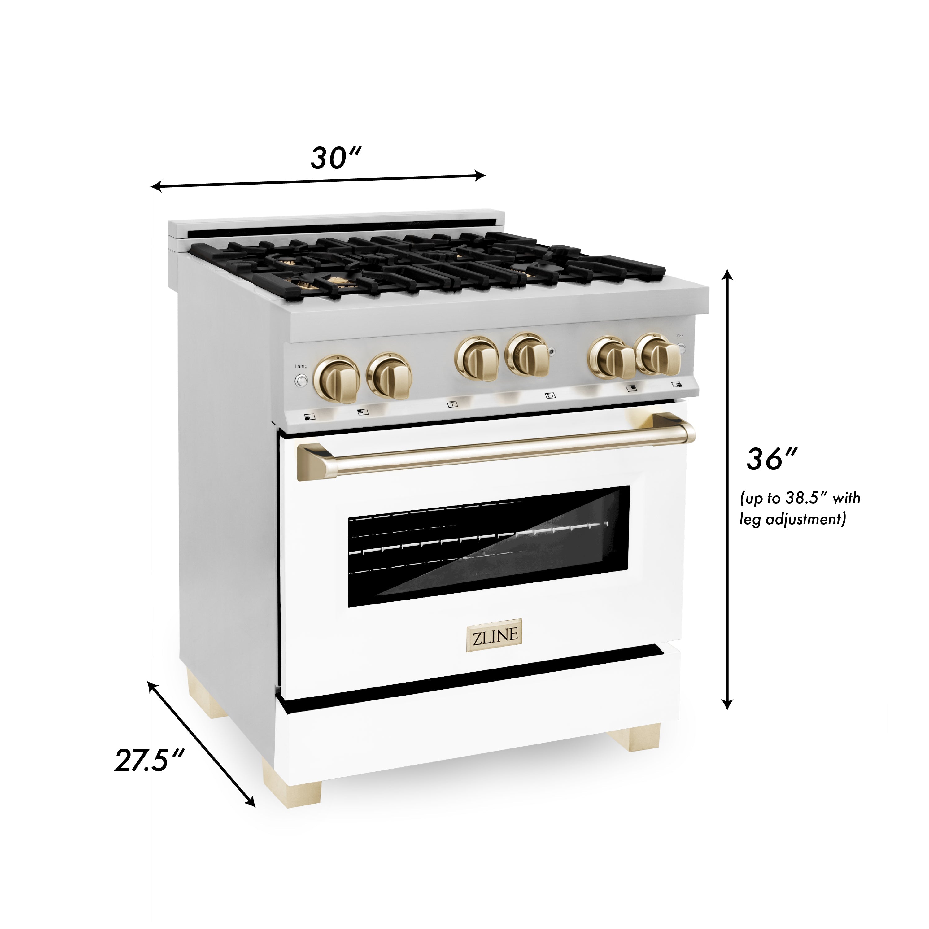 ZLINE Autograph Edition 30 in. 4.0 cu. ft. Range with Gas Stove and Gas Oven in Stainless Steel with White Matte Door and Accents (RGZ-WM-30)