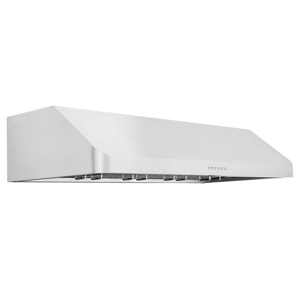 ZLINE Alpine Series Ducted Under Cabinet Range Hood in Stainless Steel (ALP10UC) side, oven closed.