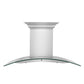 ZLINE Ducted Vent Wall Mount Range Hood in Stainless Steel with Built-in ZLINE CrownSound Bluetooth Speakers (KN4CRN-BT) front.
