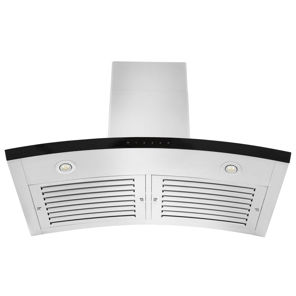 ZLINE Wall Mount Range Hood in Stainless Steel (KN6) front, under.