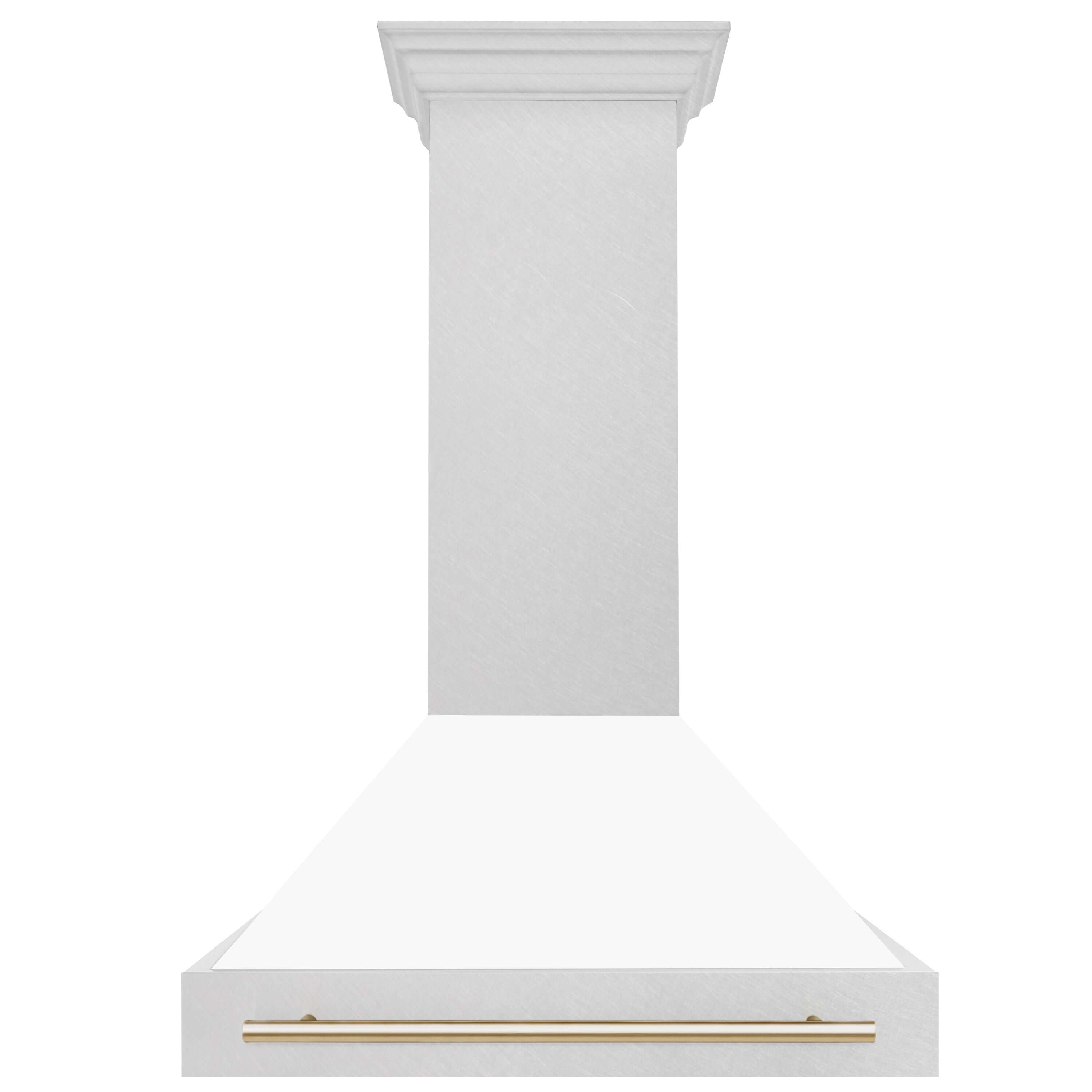 ZLINE Autograph Edition 36 in. Fingerprint Resistant Stainless Steel Range Hood with White Matte Shell and Accented Handle (8654SNZ-WM36) front.