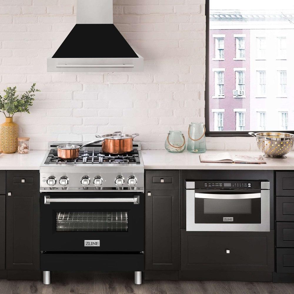 ZLINE 30 in. Stainless Steel Range Hood with Colored Shell Options and Stainless Steel Handle (8654STX-30) 