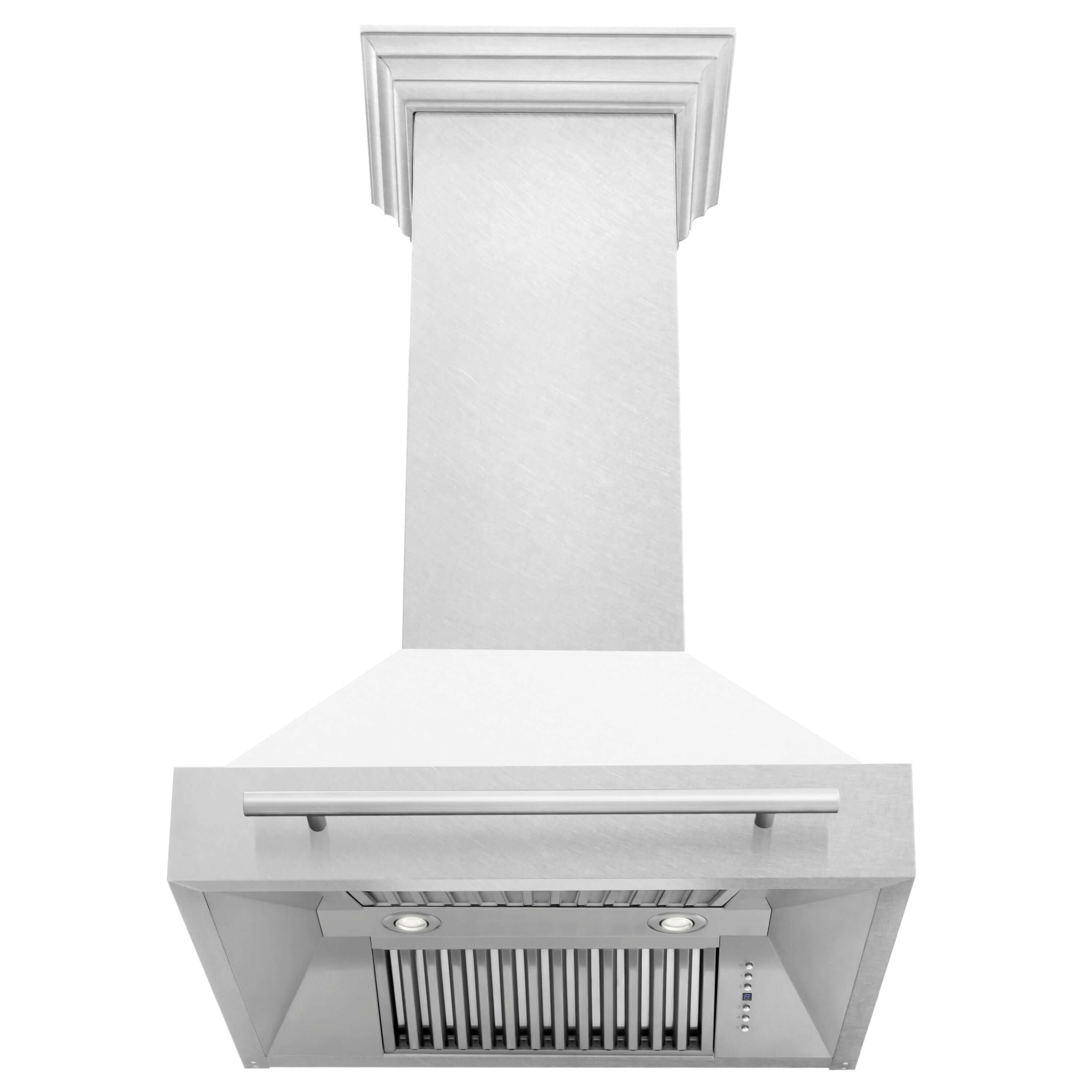 ZLINE 30 in. Fingerprint Resistant Stainless Steel Range Hood with Color Shell Options (8654SNX-30) front, under.