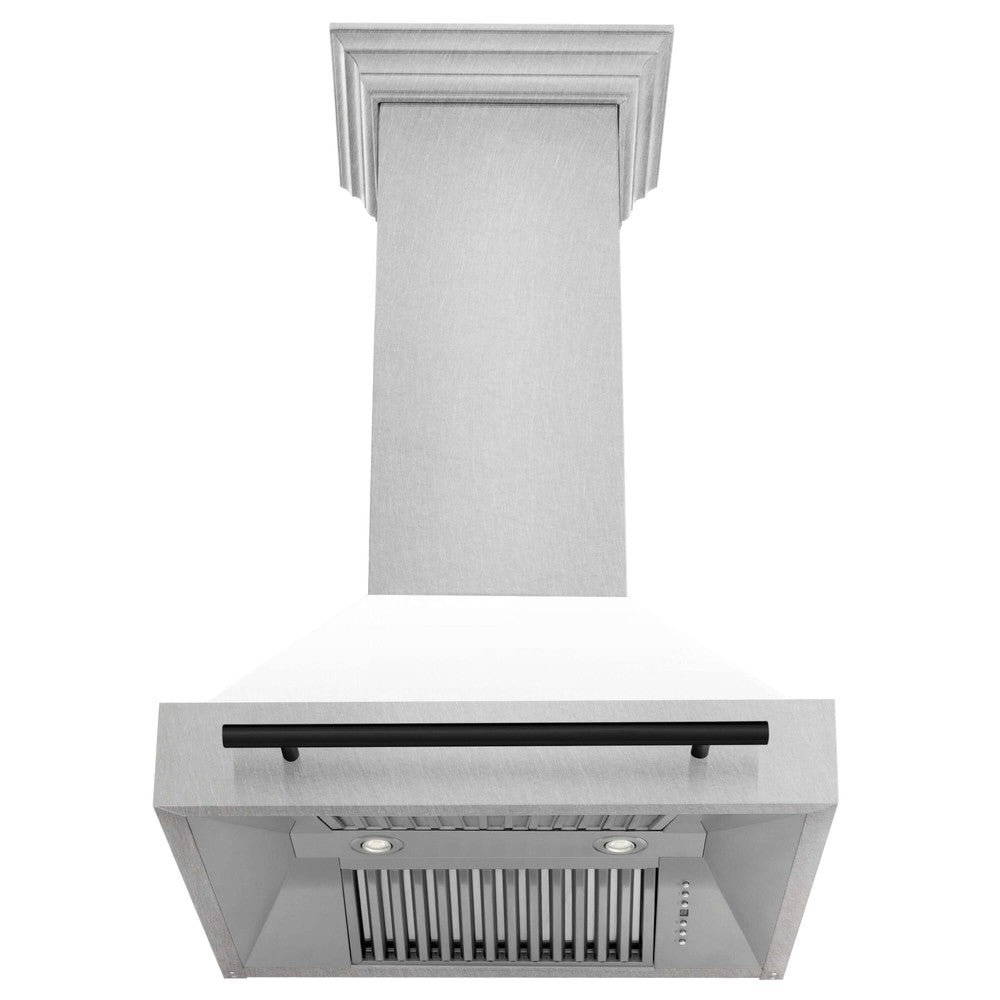 ZLINE Autograph Edition 30 in. Fingerprint Resistant Stainless Steel Range Hood with White Matte Shell and Accented Handle (8654SNZ-WM30)