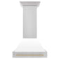 ZLINE Autograph Edition 30 in. Stainless Steel Range Hood with White Matte Shell and Accents (8654STZ-WM30) front.