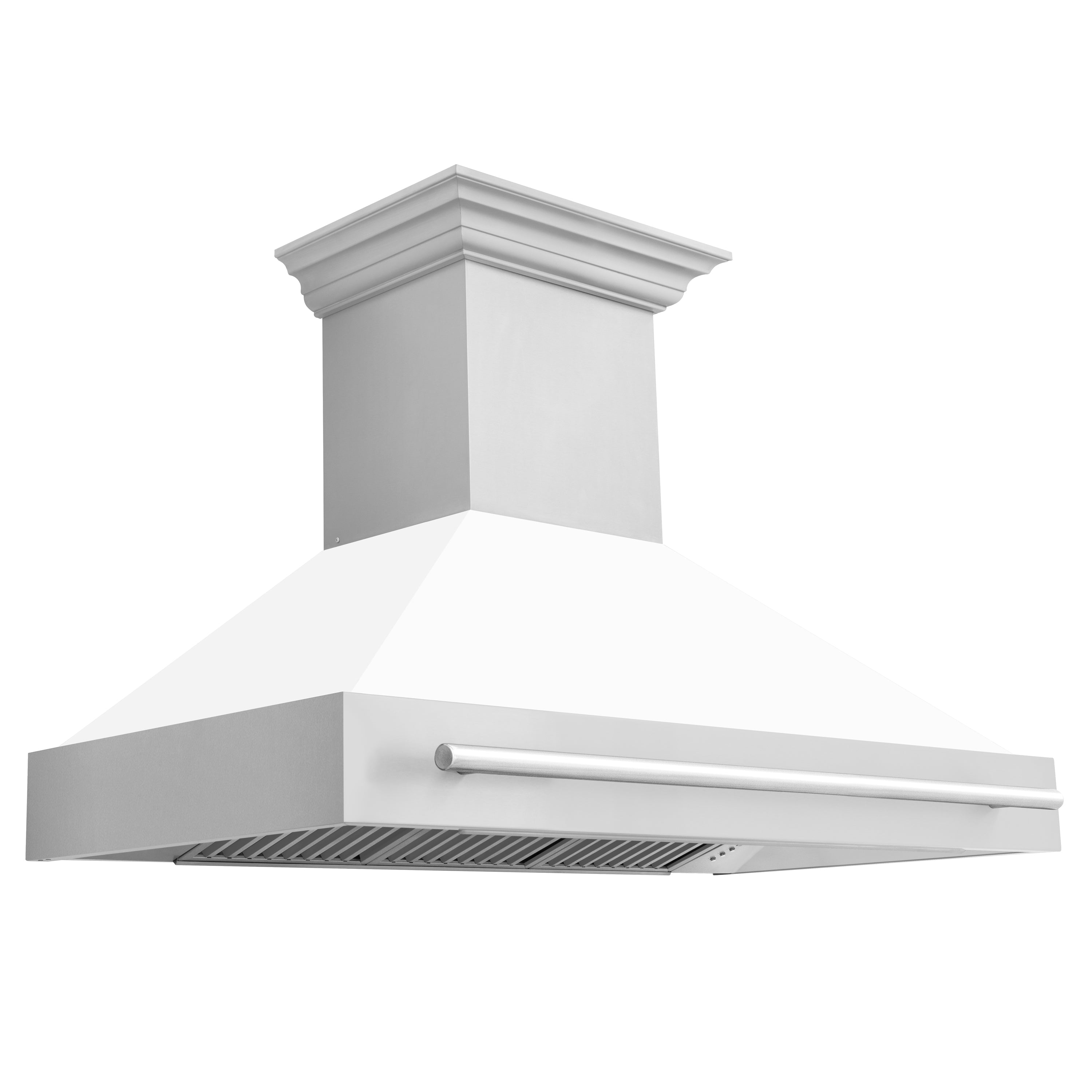 ZLINE 48 in. Stainless Steel Range Hood with Stainless Steel Handle (8654STX-48) White Matte