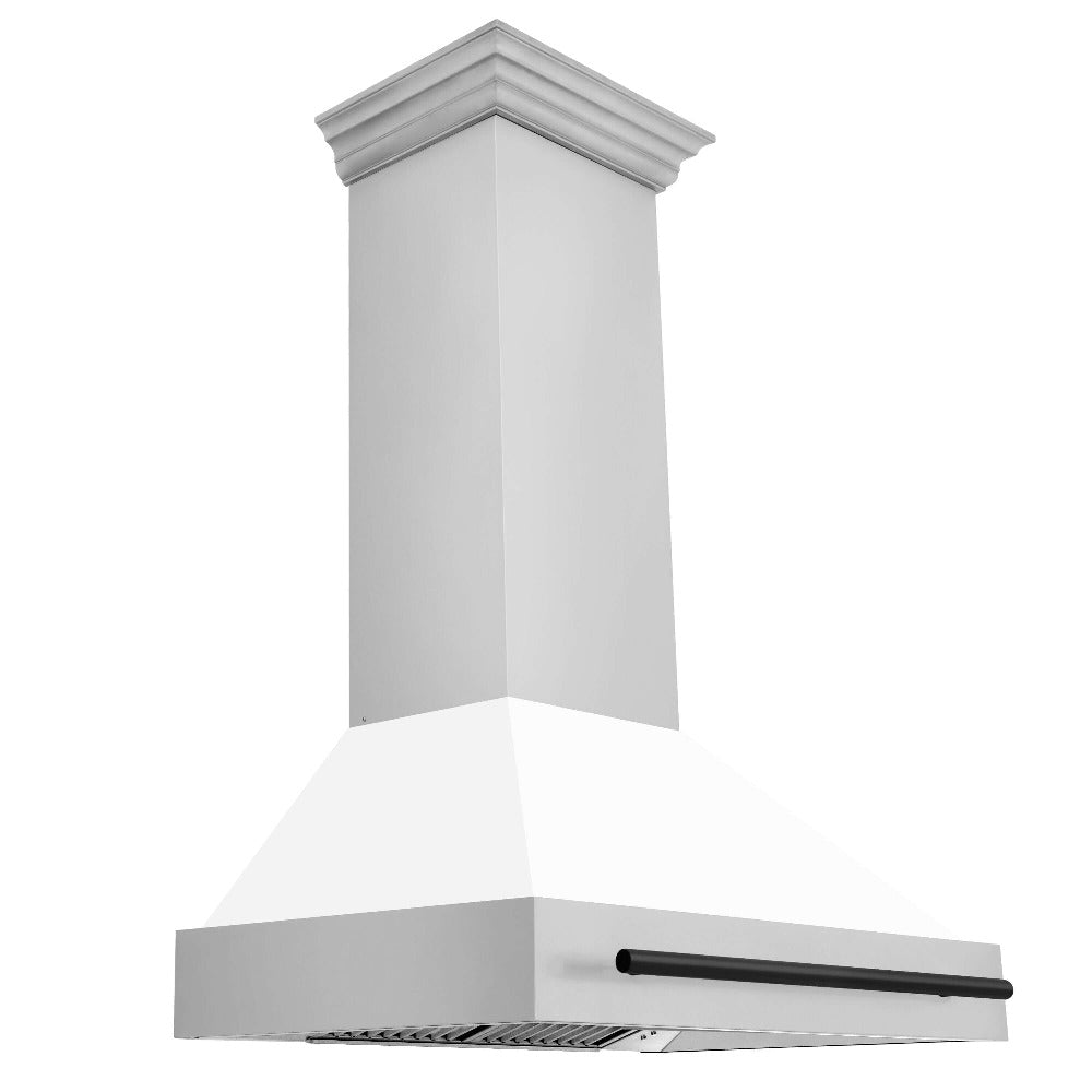ZLINE Autograph Edition 36 in. Stainless Steel Range Hood with White Matte Shell and Accents (8654STZ-WM36) Matte Black