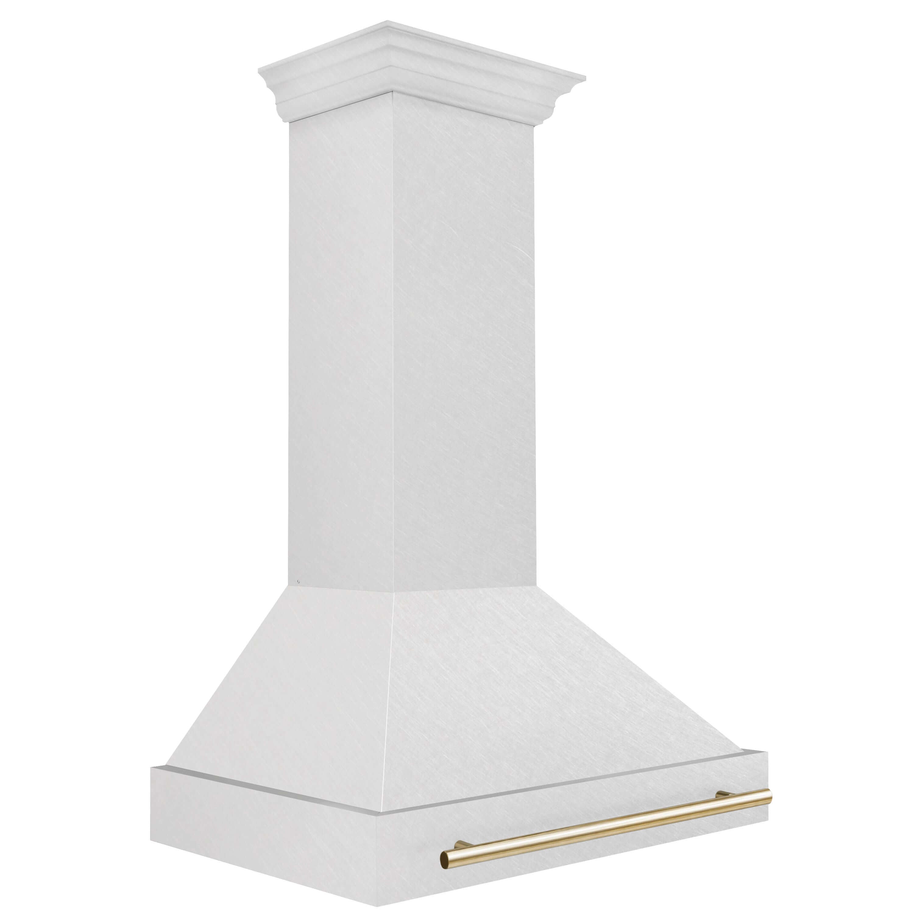36 in. ZLINE Autograph Edition Wall Mount Range Hood with DuraSnow Stainless Steel Shell and Gold Handle Side View
