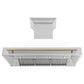 ZLINE Autograph Edition 48 in. Stainless Steel Range Hood with White Matte Shell and Handle (8654STZ-WM48) front, under.