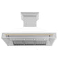 ZLINE Autograph Edition 48 in. Stainless Steel Range Hood with White Matte Shell and Handle (8654STZ-WM48) front, under.