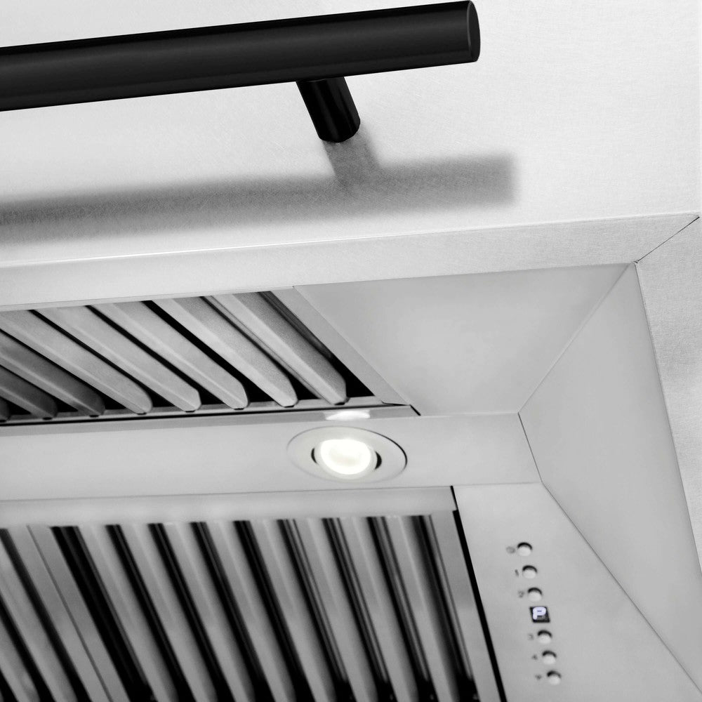ZLINE Autograph Edition 30 in. Fingerprint Resistant Stainless Steel Range Hood with White Matte Shell and Accented Handle (8654SNZ-WM30)