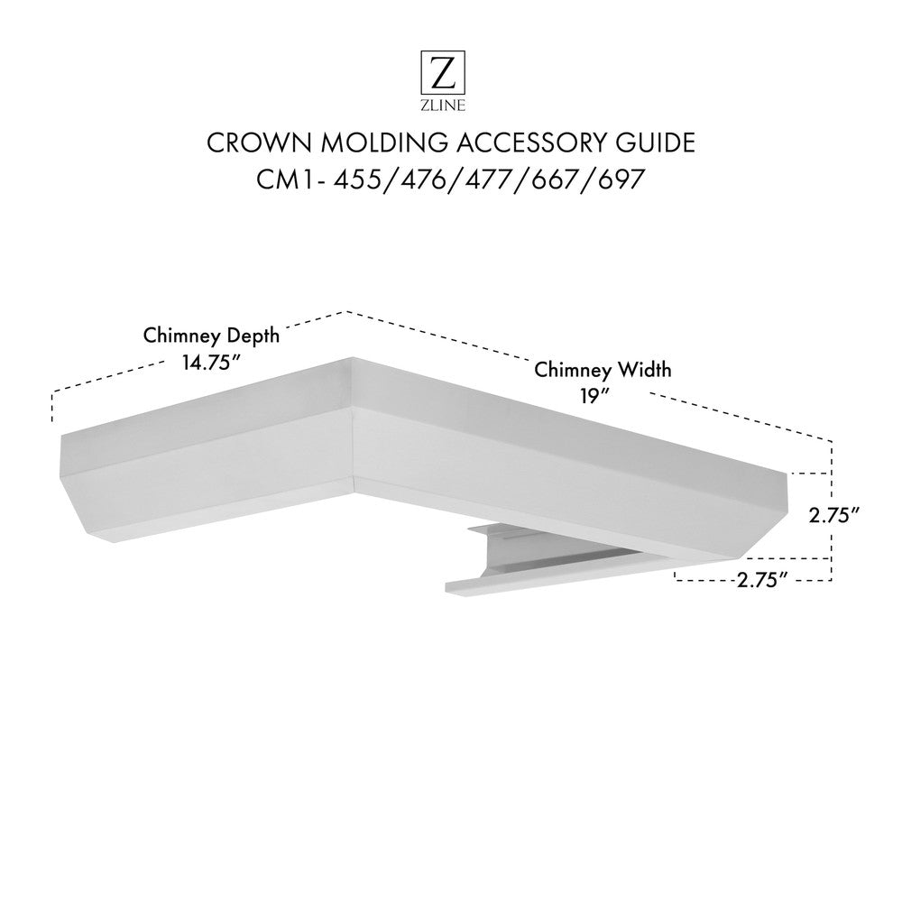 ZLINE Crown Molding 1 For Wall Range Hood (CM1-455/476/477/667/697)