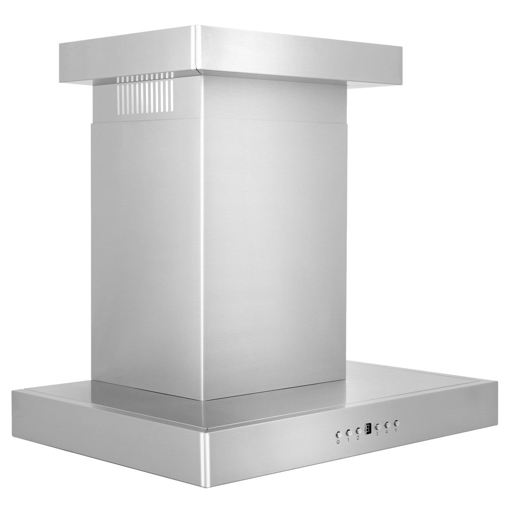 ZLINE Convertible Vent Wall Mount Range Hood in Stainless Steel with Crown Molding (KECRN) side.