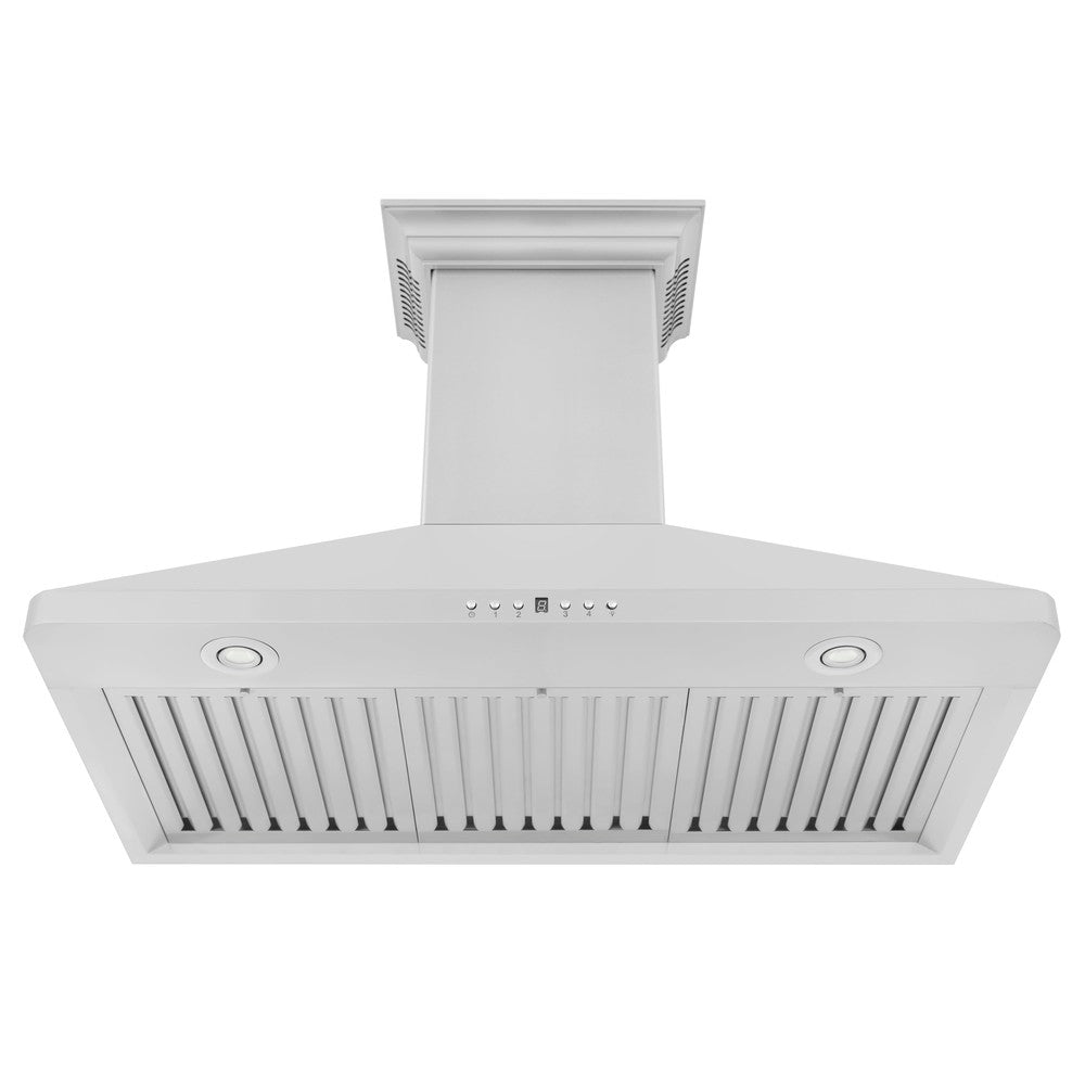 ZLINE Wall Mount Range Hood in Stainless Steel with Built-in ZLINE CrownSound Bluetooth Speakers (KF1CRN-BT) 