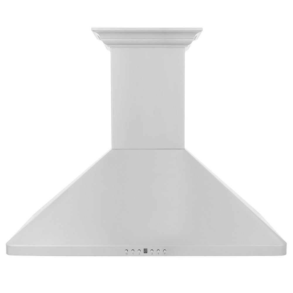 ZLINE Wall Mount Range Hood in Stainless Steel with Built-in ZLINE CrownSound Bluetooth Speakers (KF1CRN-BT) front.