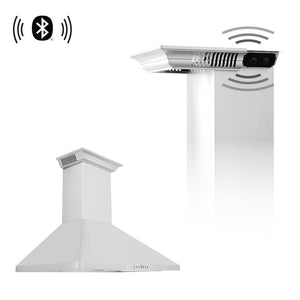 ZLINE Wall Mount Range Hood in Stainless Steel with Built-in ZLINE CrownSound Bluetooth Speakers (KF1CRN-BT) main image.