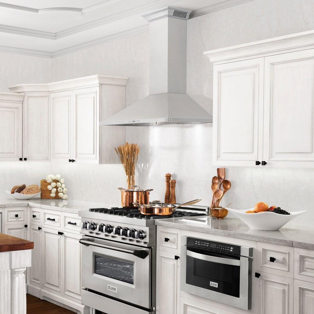 ZLINE Wall Mount Range Hood in Stainless Steel with Built-in ZLINE CrownSound Bluetooth Speakers (KF1CRN-BT) 
