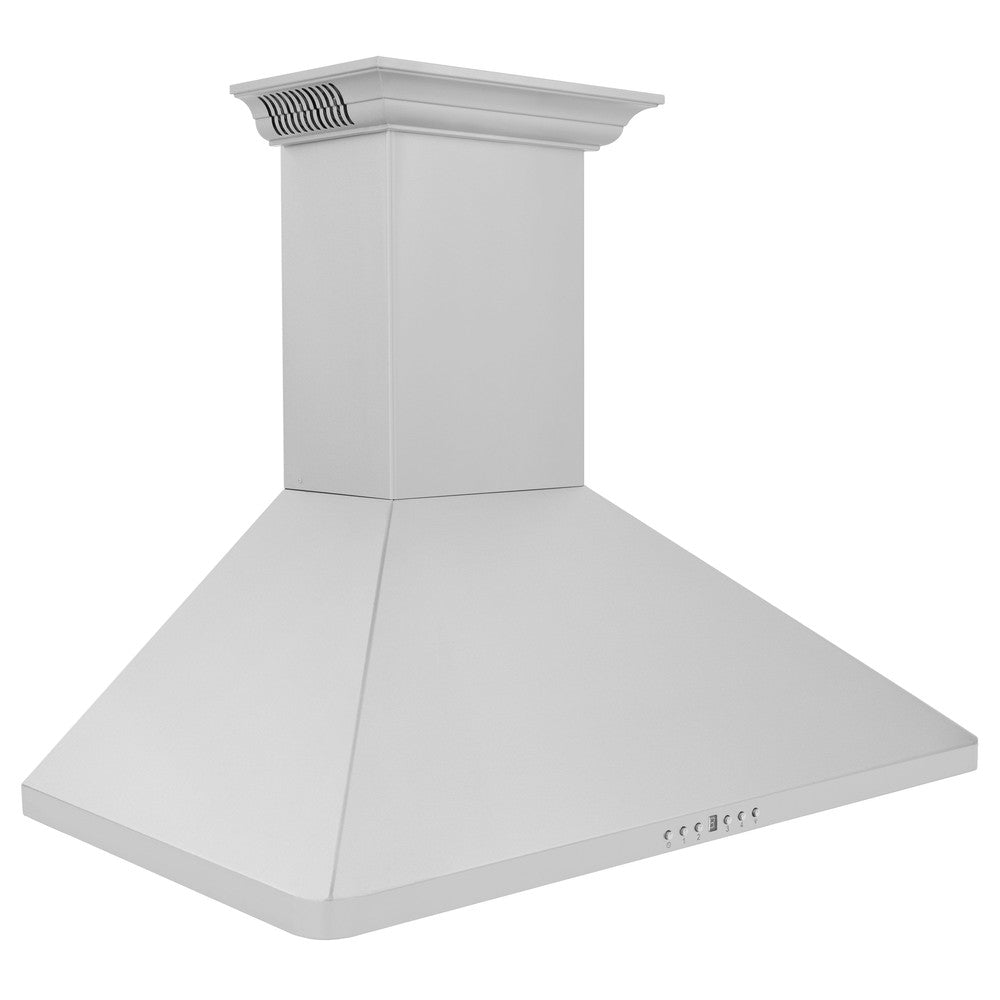 ZLINE Wall Mount Range Hood in Stainless Steel with Built-in ZLINE CrownSound Bluetooth Speakers (KF1CRN-BT) side.