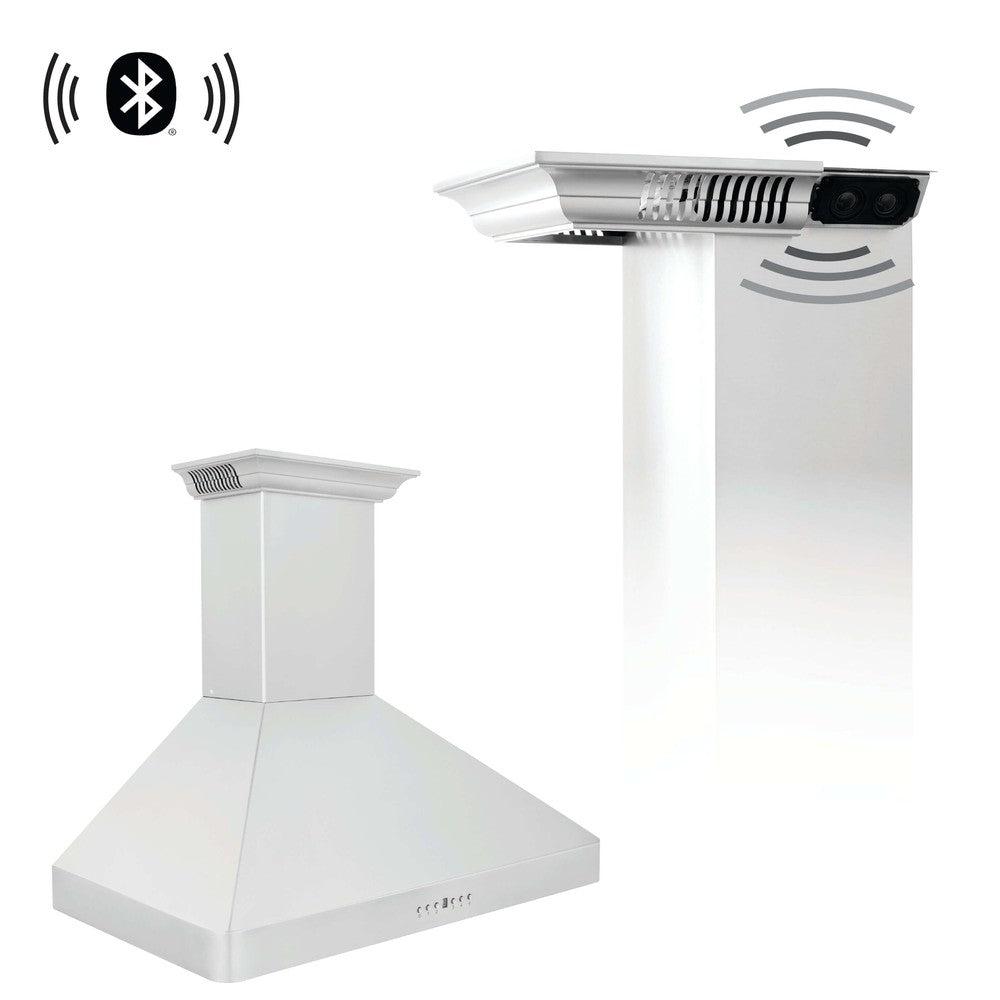 ZLINE 30 in. Wall Mount Range Hood in Stainless Steel with Built-in ZLINE CrownSound Bluetooth Speakers (KF2CRN-BT) 