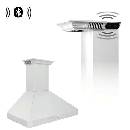 ZLINE 30 in. Wall Mount Range Hood in Stainless Steel with Built-in ZLINE CrownSound Bluetooth Speakers (KF2CRN-BT) 