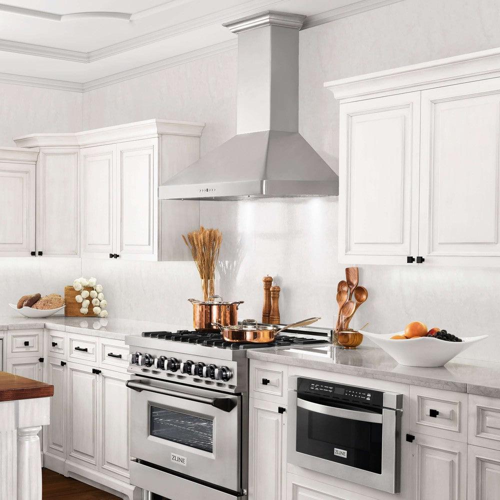ZLINE 30 in. Wall Mount Range Hood in Stainless Steel with Built-in ZLINE CrownSound Bluetooth Speakers (KF2CRN-BT) 