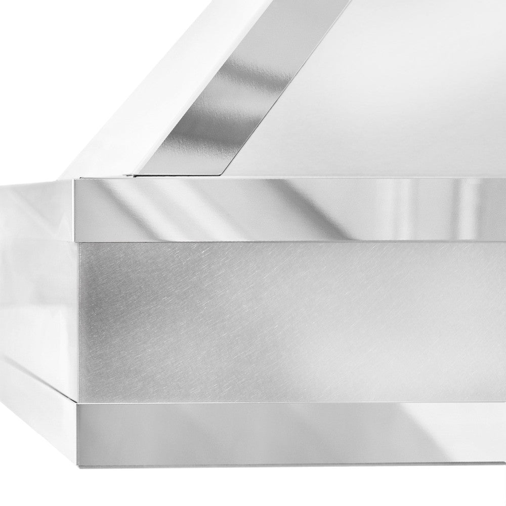 ZLINE Designer Series Wall Mount Range Hood in Fingerprint Resistant Stainless Steel with Mirror Accents (655MR) Designer Mirror Accents and DuraSnow Finish