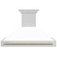 ZLINE Autograph Edition 48 in. Stainless Steel Range Hood with White Matte Shell and Handle (8654STZ-WM48) front.