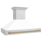 ZLINE Autograph Edition 48 in. Stainless Steel Range Hood with White Matte Shell and Handle (8654STZ-WM48) side.
