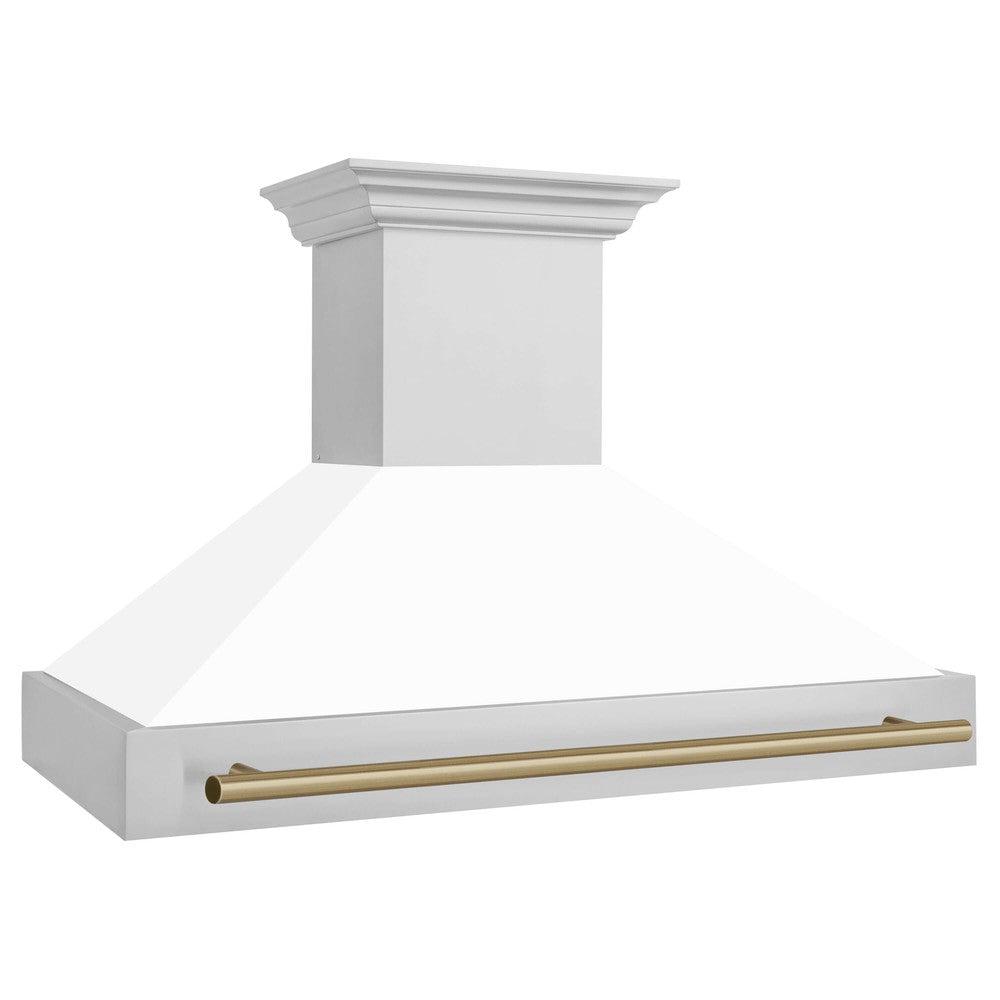 ZLINE Autograph Edition 48 in. Stainless Steel Range Hood with White Matte Shell and Handle (8654STZ-WM48) side.