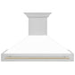 ZLINE Autograph Edition 48 in. Stainless Steel Range Hood with White Matte Shell and Handle (8654STZ-WM48) front.