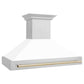 ZLINE Autograph Edition 48 in. Stainless Steel Range Hood with White Matte Shell and Handle (8654STZ-WM48) side.