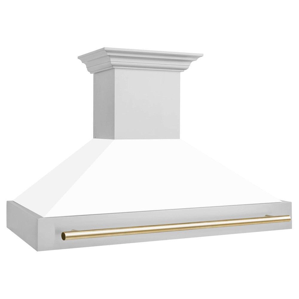 ZLINE Autograph Edition 48 in. Stainless Steel Range Hood with White Matte Shell and Handle (8654STZ-WM48) side.