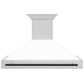 ZLINE Autograph Edition 48 in. Stainless Steel Range Hood with White Matte Shell and Handle (8654STZ-WM48) front.