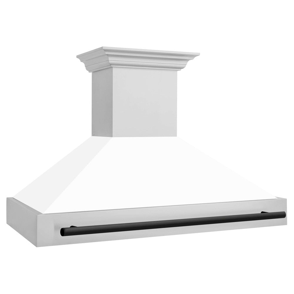 ZLINE Autograph Edition 48 in. Stainless Steel Range Hood with White Matte Shell and Handle (8654STZ-WM48) side.