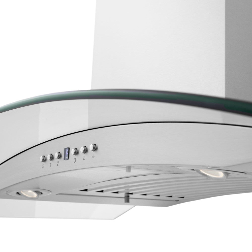 ZLINE Stainless Steel Range Hood button controls.