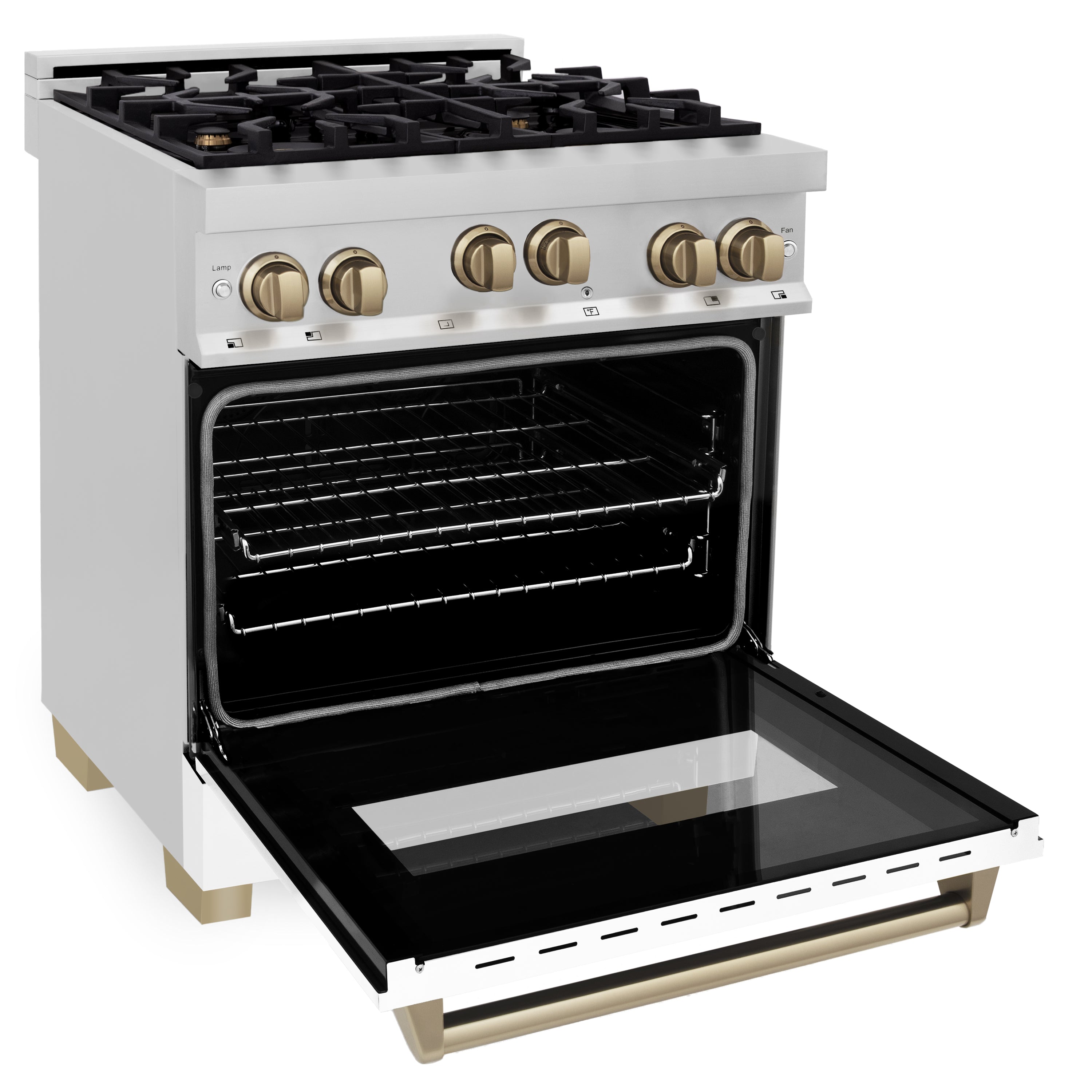 ZLINE Autograph Edition 30 in. 4.0 cu. ft. Range with Gas Stove and Gas Oven in Stainless Steel with White Matte Door and Accents (RGZ-WM-30)